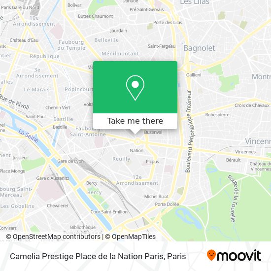 Camelia Prestige Place de la Nation Paris map