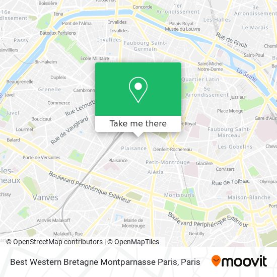 Best Western Bretagne Montparnasse Paris map