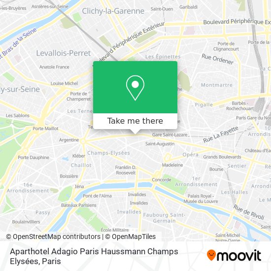 Mapa Aparthotel Adagio Paris Haussmann Champs Elysées