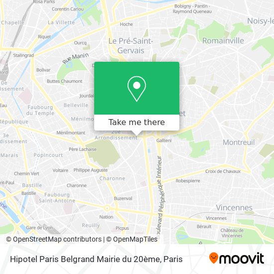 Hipotel Paris Belgrand Mairie du 20ème map