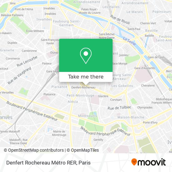 Mapa Denfert Rochereau Métro RER