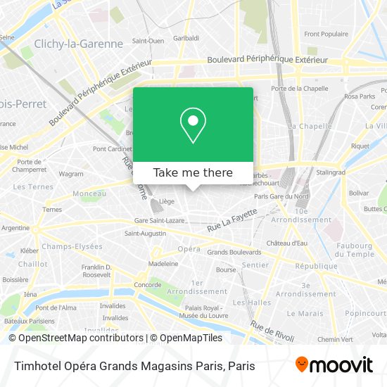 Mapa Timhotel Opéra Grands Magasins Paris
