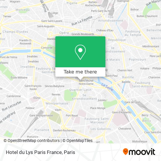 Hotel du Lys Paris France map