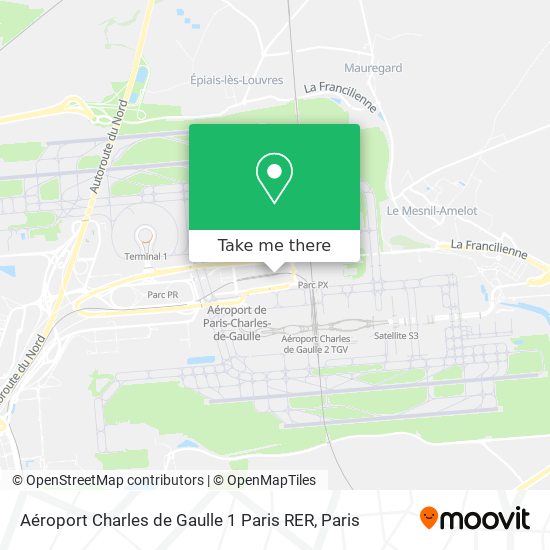 Mapa Aéroport Charles de Gaulle 1 Paris RER