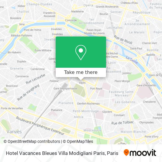 Mapa Hotel Vacances Bleues Villa Modigliani Paris