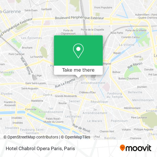 Mapa Hotel Chabrol Opera Paris