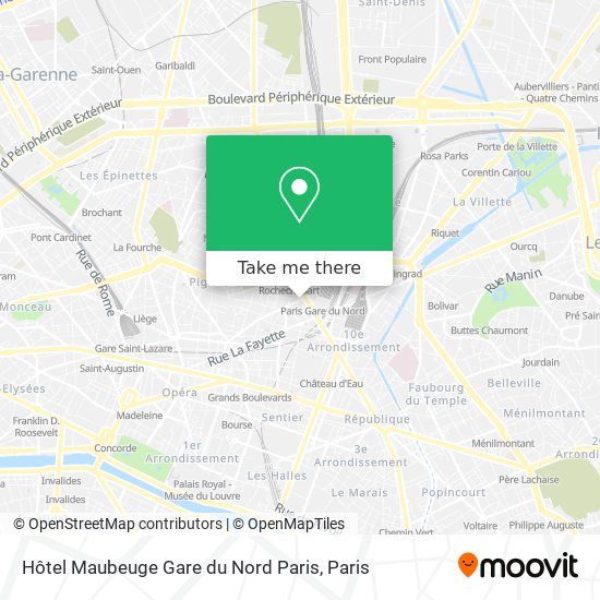 Hôtel Maubeuge Gare du Nord Paris map