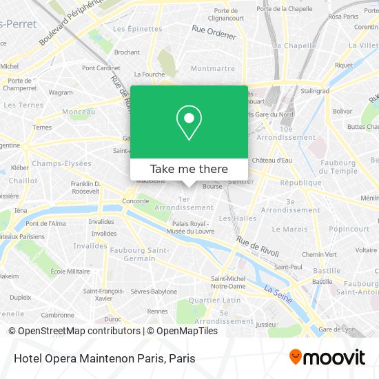Hotel Opera Maintenon Paris map