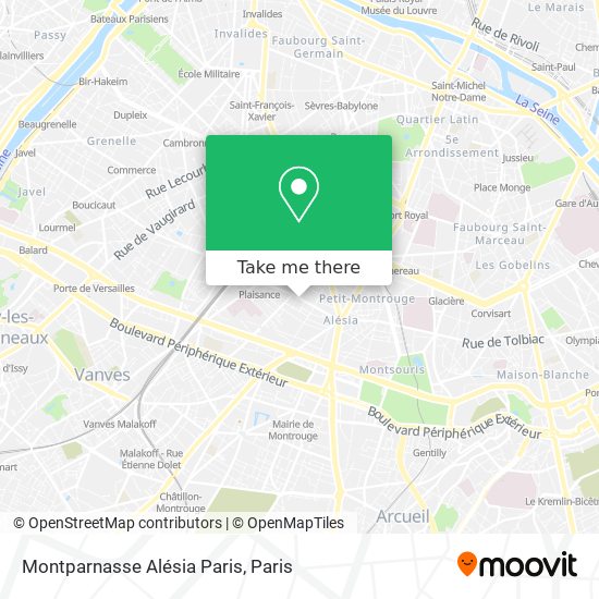 Mapa Montparnasse Alésia Paris