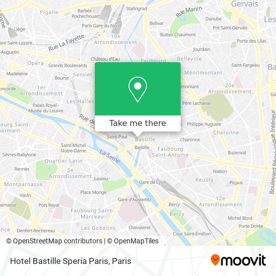 Hotel Bastille Speria Paris map