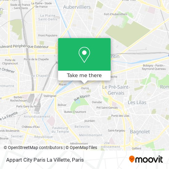 Mapa Appart City Paris La Villette