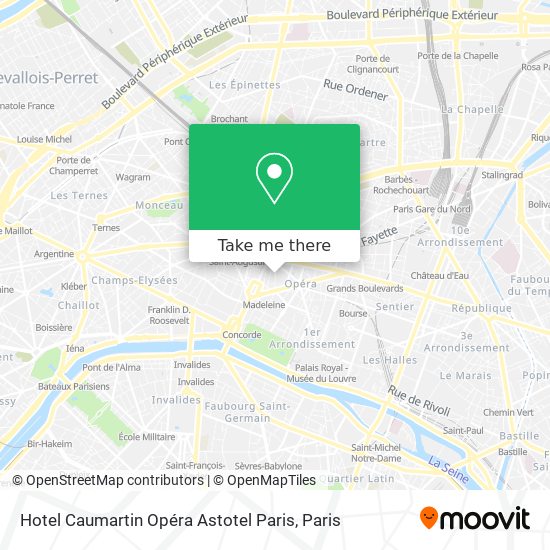 Hotel Caumartin Opéra Astotel Paris map