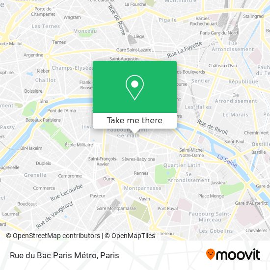 Mapa Rue du Bac Paris Métro