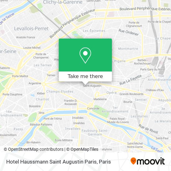 Mapa Hotel Haussmann Saint Augustin Paris