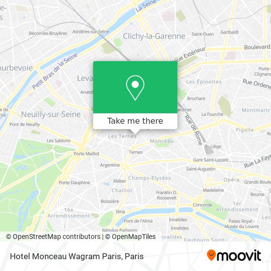 Hotel Monceau Wagram Paris map