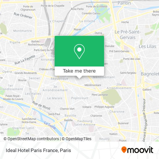 Mapa Ideal Hotel Paris France