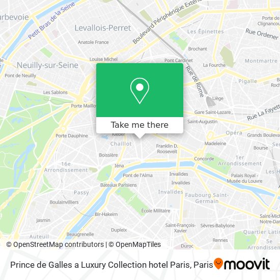 Mapa Prince de Galles a Luxury Collection hotel Paris