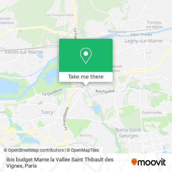 Mapa ibis budget Marne la Vallée Saint Thibault des Vignes