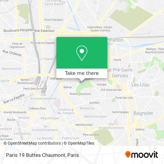 Mapa Paris 19 Buttes Chaumont