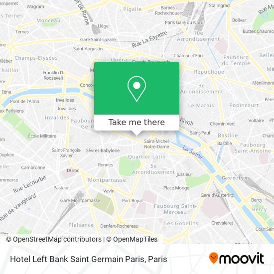 Mapa Hotel Left Bank Saint Germain Paris
