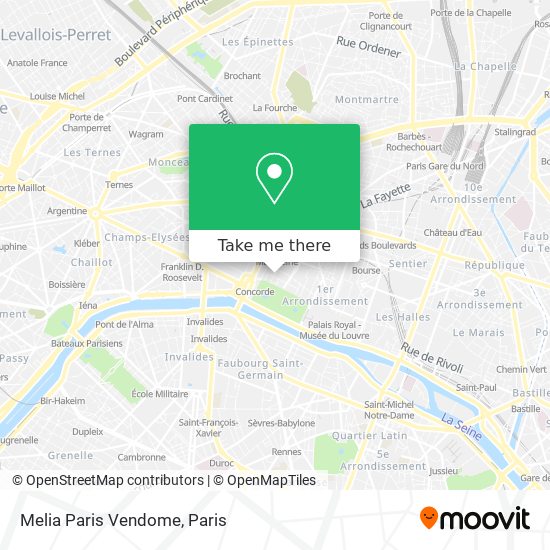 Mapa Melia Paris Vendome