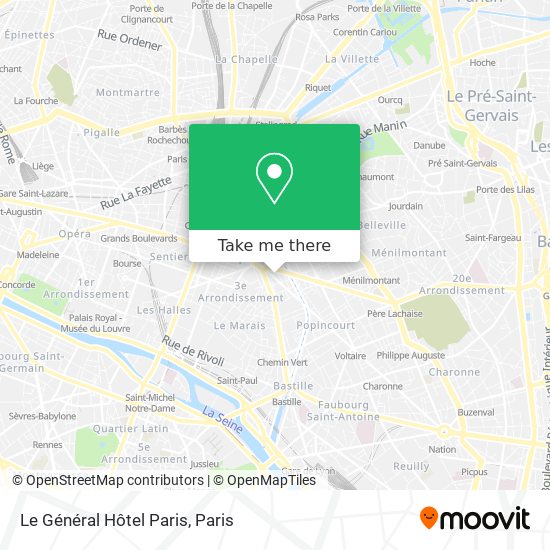 Le Général Hôtel Paris map