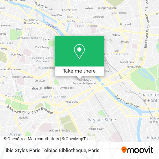 ibis Styles Paris Tolbiac Bibliotheque map