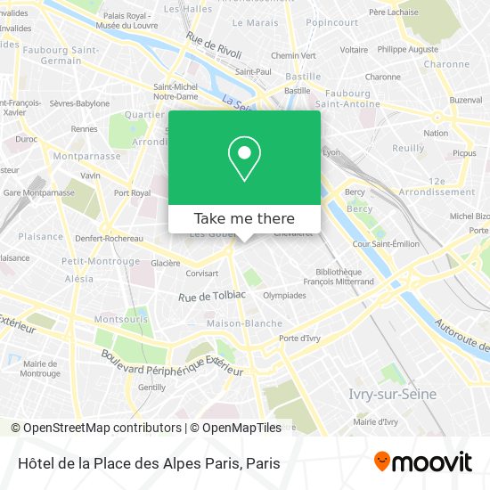 Hôtel de la Place des Alpes Paris map