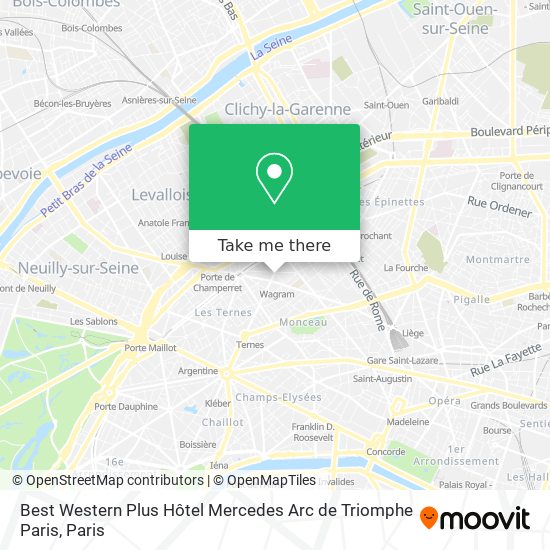 Best Western Plus Hôtel Mercedes Arc de Triomphe Paris map