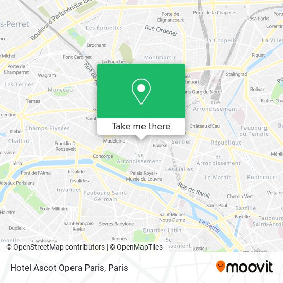 Mapa Hotel Ascot Opera Paris