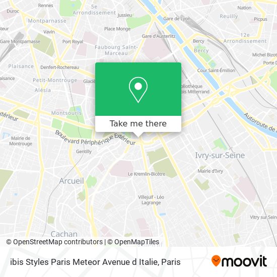 Mapa ibis Styles Paris Meteor Avenue d Italie