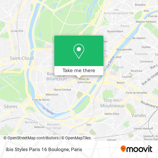 Mapa ibis Styles Paris 16 Boulogne