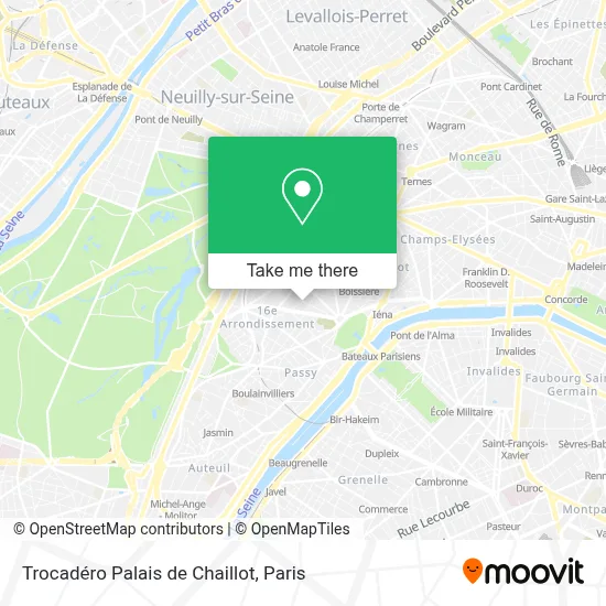 Trocadéro Palais de Chaillot map