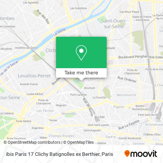 Mapa ibis Paris 17 Clichy Batignolles ex Berthier
