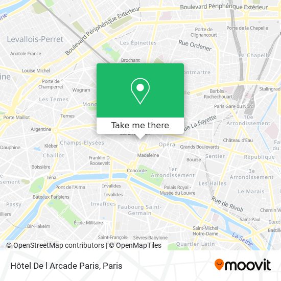 Hôtel De l Arcade Paris map