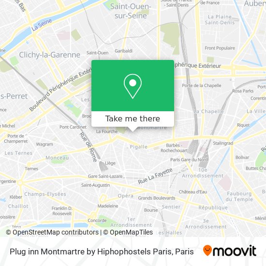 Mapa Plug inn Montmartre by Hiphophostels Paris