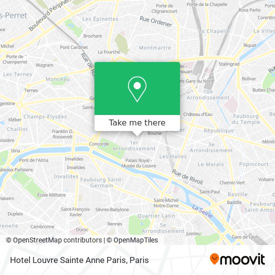Mapa Hotel Louvre Sainte Anne Paris