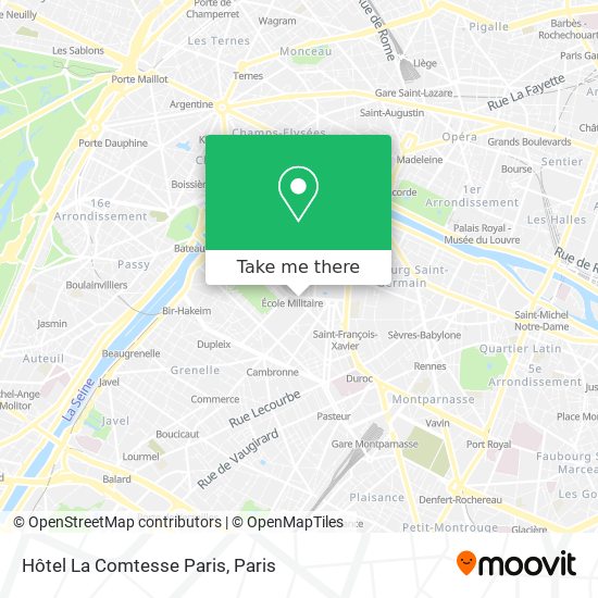 Mapa Hôtel La Comtesse Paris