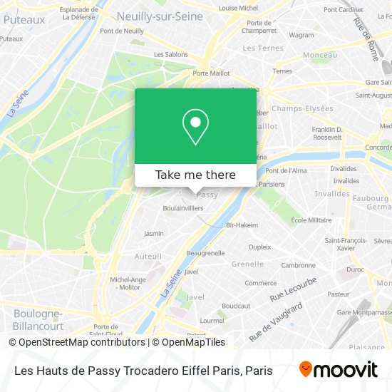 Les Hauts de Passy Trocadero Eiffel Paris map