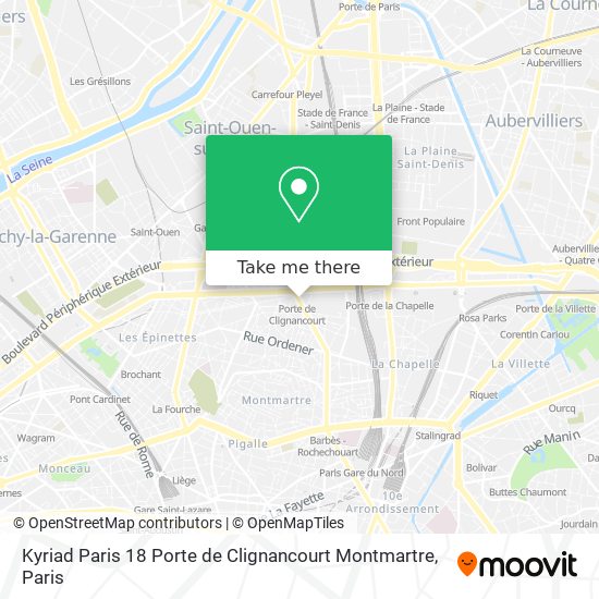 Mapa Kyriad Paris 18 Porte de Clignancourt Montmartre