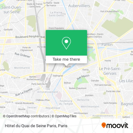 Mapa Hôtel du Quai de Seine Paris