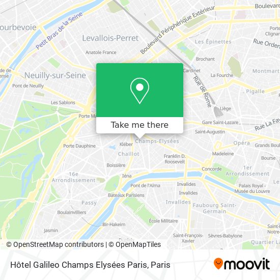 Hôtel Galileo Champs Elysées Paris map