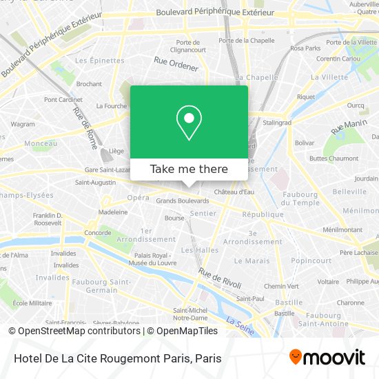 Mapa Hotel De La Cite Rougemont Paris