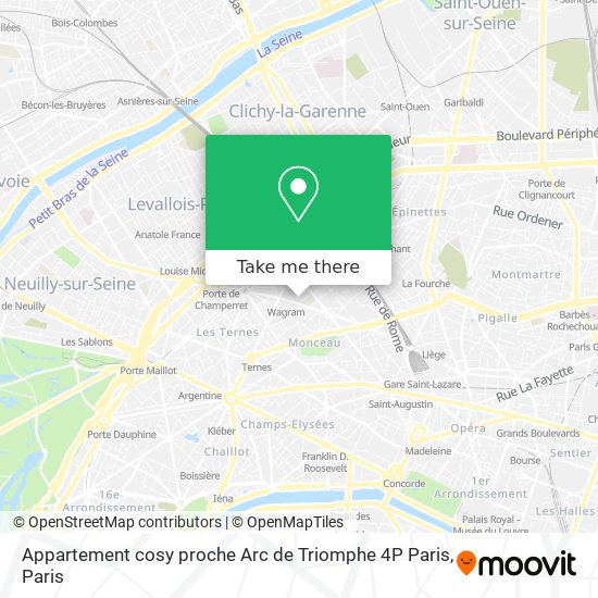 Appartement cosy proche Arc de Triomphe 4P Paris map