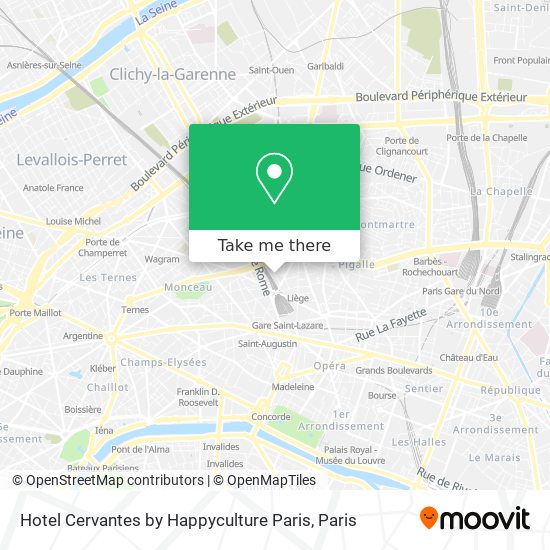 Hotel Cervantes by Happyculture Paris map