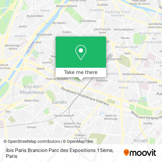 Mapa ibis Paris Brancion Parc des Expositions 15ème