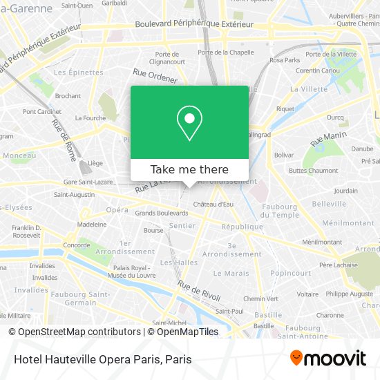 Mapa Hotel Hauteville Opera Paris