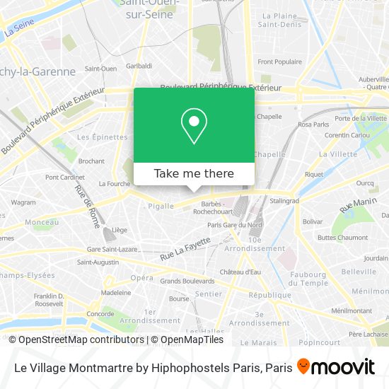 Mapa Le Village Montmartre by Hiphophostels Paris