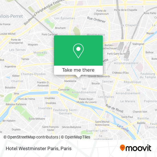 Hotel Westminster Paris map