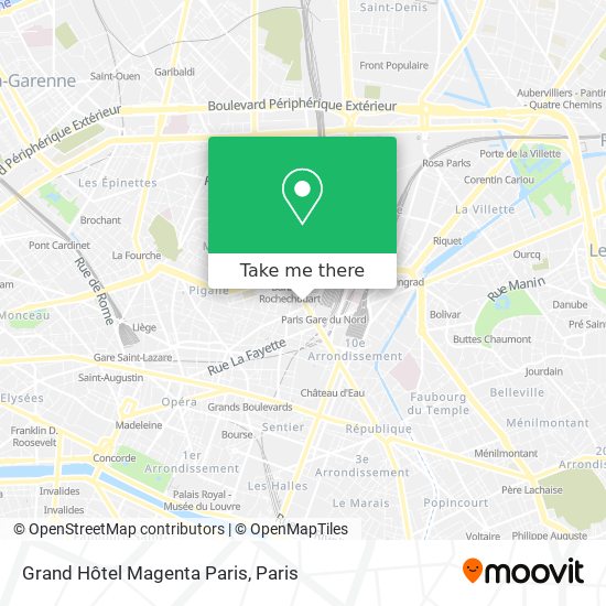 Mapa Grand Hôtel Magenta Paris